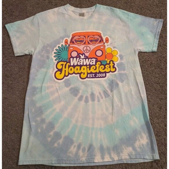 Gildan Tie-Dye Hoagiefest T-Shirt - Blue and White - Picture 1 of 4